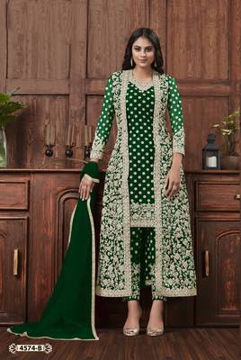 Green embroidered net salwar 1