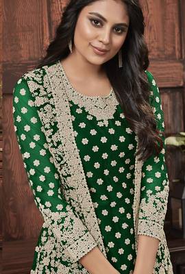 Green embroidered net salwar 2