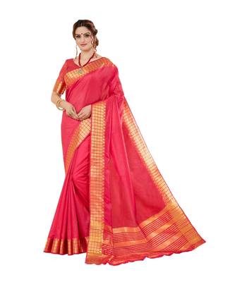 Fancy Spun Cotton Silk Saree with blouse 1