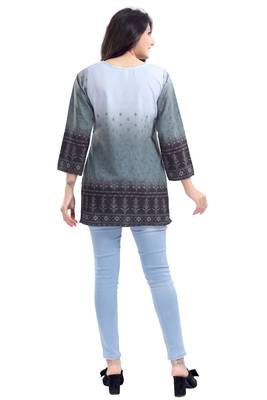 Grey Faux Crepe Short Kurti 2