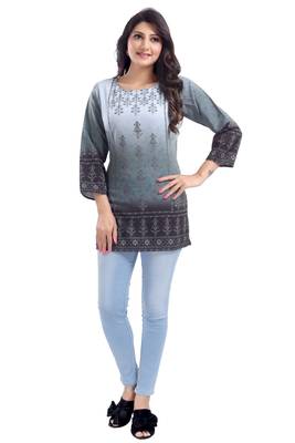 Grey Faux Crepe Short Kurti 3