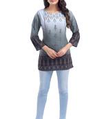 Grey Faux Crepe Short Kurti
