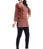 Rust Faux Crepe Short Kurti