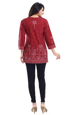 Maroon Faux Crepe Short Kurti 2