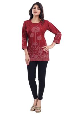 Maroon Faux Crepe Short Kurti 4