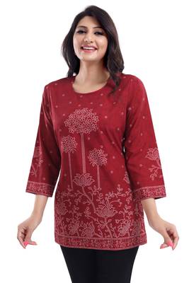 Maroon Faux Crepe Short Kurti 5