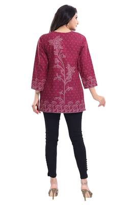 Magenta Faux Crepe Short Kurti 2