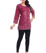 Magenta Faux Crepe Short Kurti