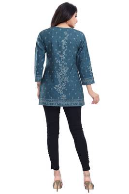 Graceful Grey Faux Crepe Short Kurti 2