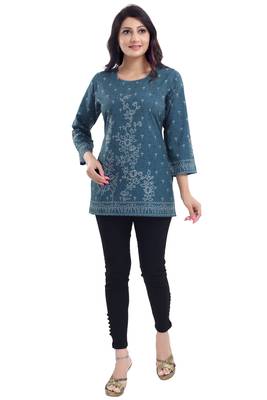 Graceful Grey Faux Crepe Short Kurti 3