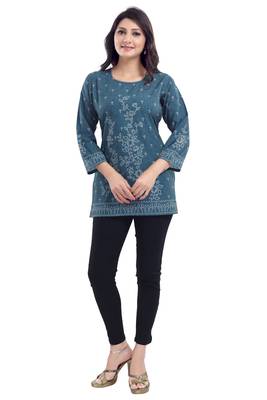 Graceful Grey Faux Crepe Short Kurti 4