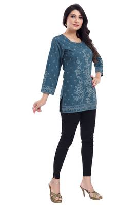 Graceful Grey Faux Crepe Short Kurti 1