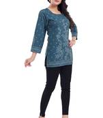 Graceful Grey Faux Crepe Short Kurti