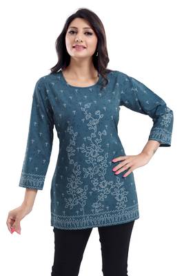 Graceful Grey Faux Crepe Short Kurti 5