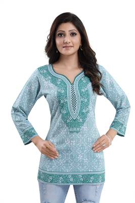Alluring Faux Crepe Printed Short Kurti 3