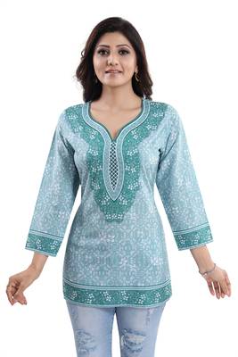 Alluring Faux Crepe Printed Short Kurti 4