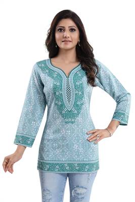 Alluring Faux Crepe Printed Short Kurti 5