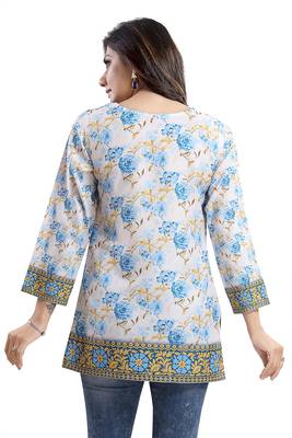 Best Stylish Faux Crepe Printed Short Kurti 2