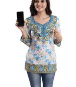 Best Stylish Faux Crepe Printed Short Kurti
