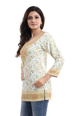 Adorable Amaze Faux Crepe Printed Short Kurti 1
