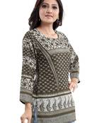 Admirable Mehendi Green Summer Cool Printed Short Kurti