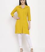 Yellow printed cotton short-dresses