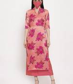 Pink printed cotton long-dresses