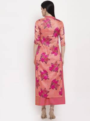 Pink printed cotton long-dresses 5