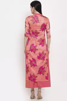 Pink printed cotton long-dresses