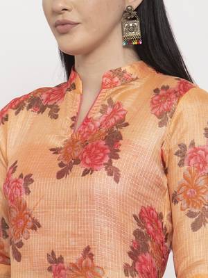 Orange printed cotton long-dresses 2