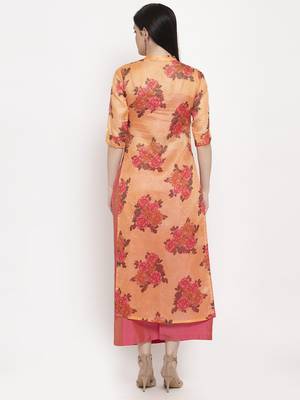 Orange printed cotton long-dresses 5
