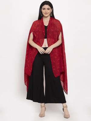 Red printed cotton short-dresses 1