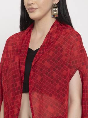 Red printed cotton short-dresses 2