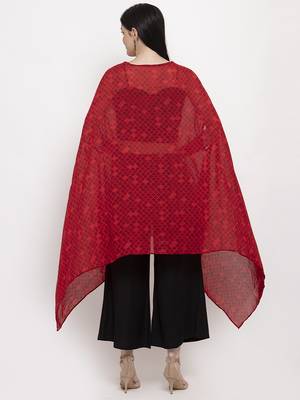 Red printed cotton short-dresses 3