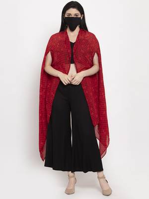Red printed cotton short-dresses 5