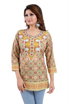Eye Catching Faux Crepe Printed Short Kurti  For Women 3