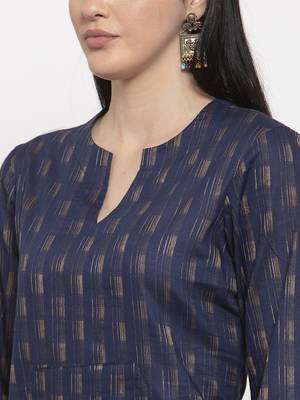 Blue printed cotton long-dresses 2