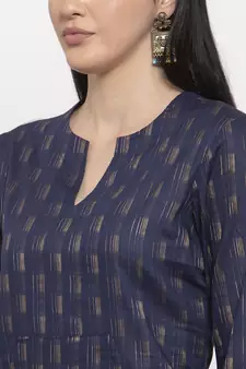 Blue printed cotton long-dresses