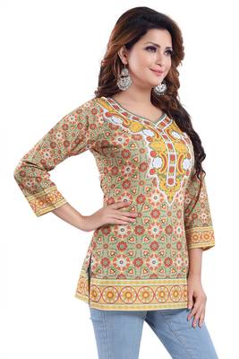 Eye Catching Faux Crepe Printed Short Kurti  For Women 5