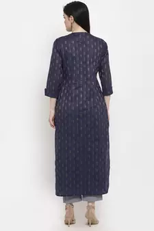 Blue printed cotton long-dresses