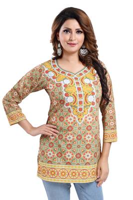 Eye Catching Faux Crepe Printed Short Kurti  For Women 1