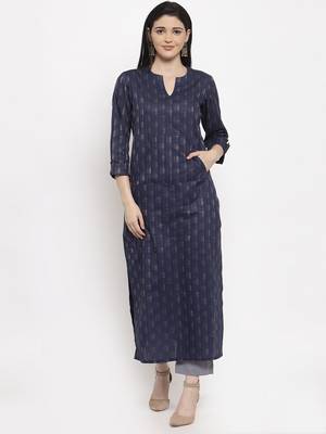 Blue printed cotton long-dresses 4