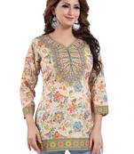 Elegant Faux Crepe Printed Short Kurti  For Women
