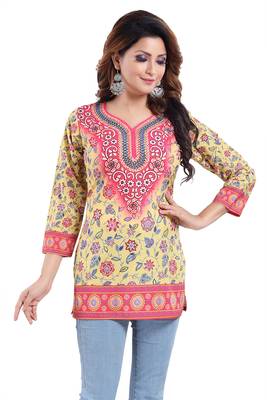 Alluring Faux Crepe Printed Short Kurti  For Women 1