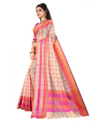 cream cotton saree with blouse piece 2