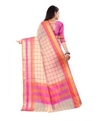 cream cotton saree with blouse piece 3