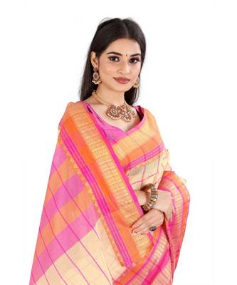 cream cotton saree with blouse piece 4
