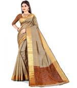 cream silk  saree with blouse piece