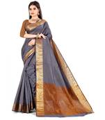 grey silk saree with blouse piece