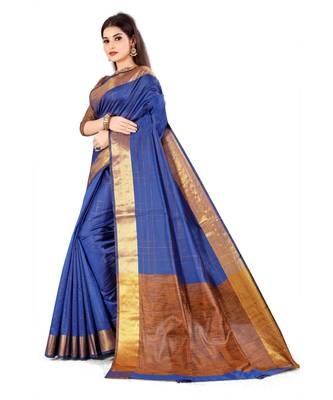 dark blue  silk  saree with blouse piece 2